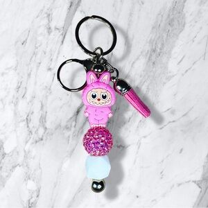 Labubu Pink The Monsters Beaded Keychain